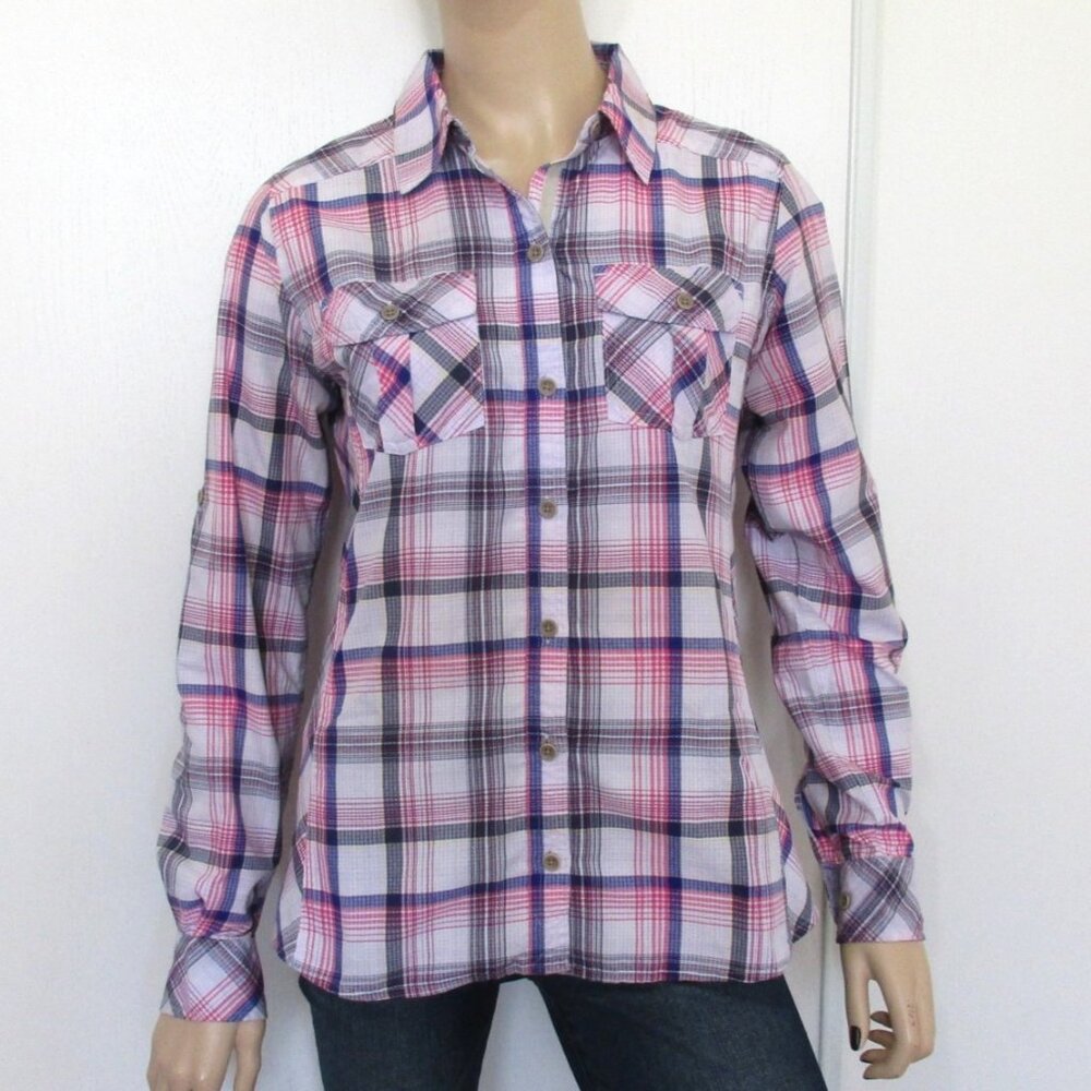 MARMOT Top Size Small White Plaid Button Down Shirt